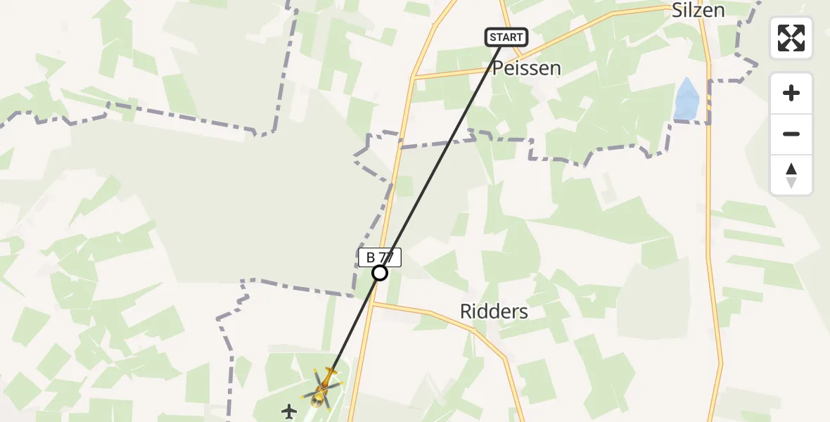 Flugroute Rettungshubschrauber Peissen - Itzehoe Hungriger Wolf Airfield, 06 Februar 2026, 09:55