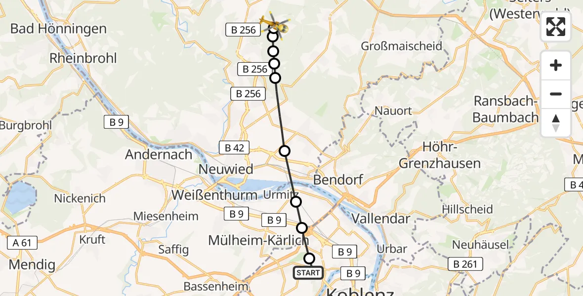 Routekaart van de vlucht: Rettungshubschrauber nach Hardert, Wehrhölzchenstraße