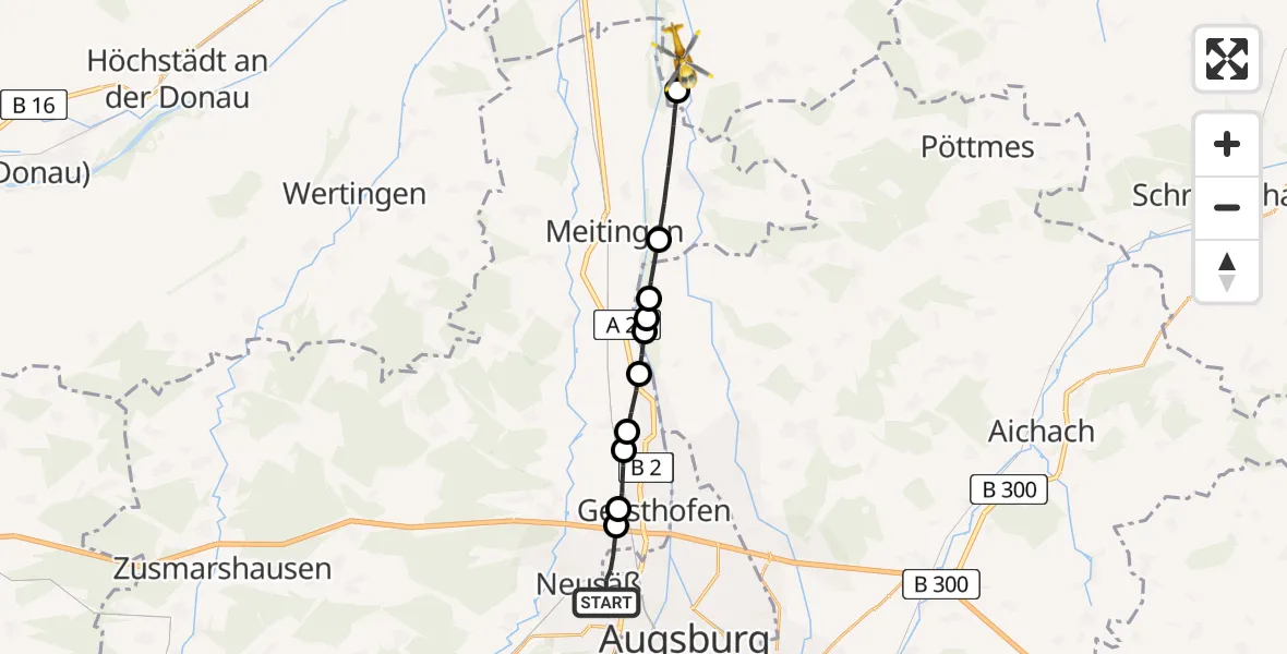 Routekaart van de vlucht: Rettungshubschrauber nach Münster, Eichenweg