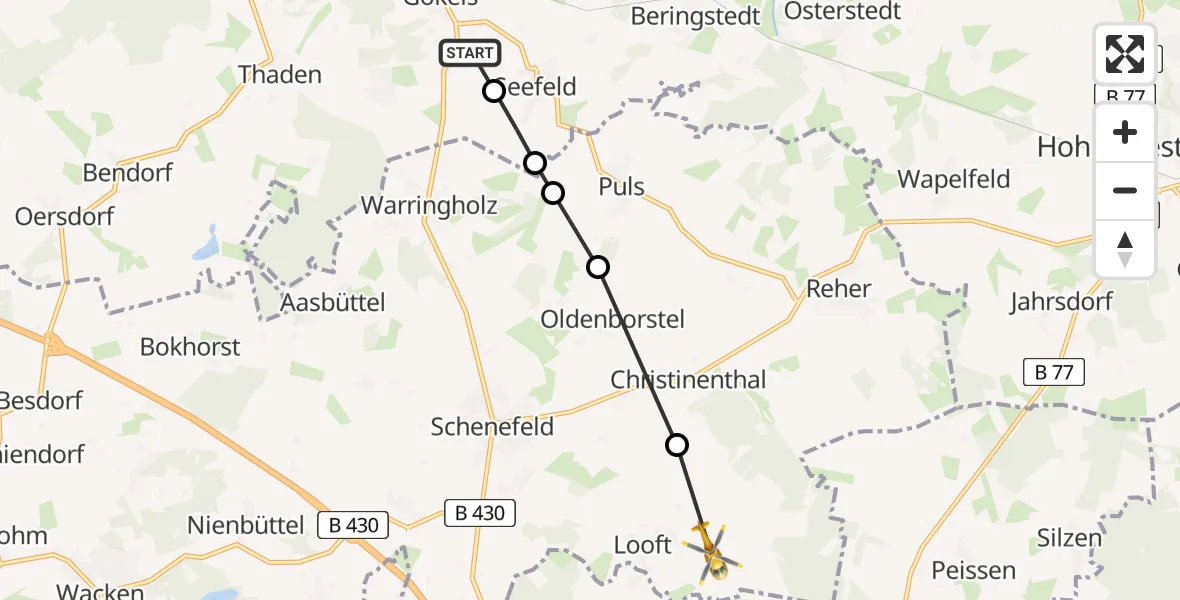 Routekaart van de vlucht: Rettungshubschrauber nach Looft, Peissener Straße