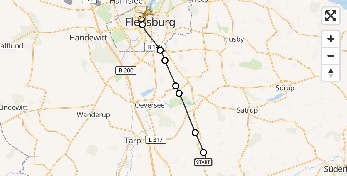 Flugroute Rettungshubschrauber Havetoft - Westliche Höhe, 06 Februar 2026, 15:13