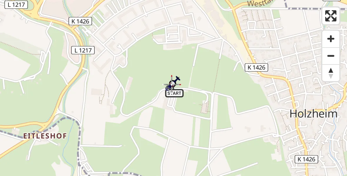 Routekaart van de vlucht: Polizeihubschrauber nach Holzheim, Rigistraße