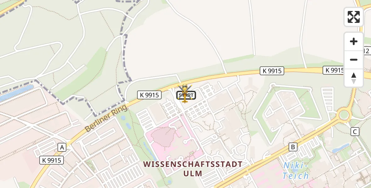 Flugroute Rettungshubschrauber ADAC Air Rescue Station Ulm (Christoph 22) - ADAC Air Rescue Station Ulm (Christoph 22), 06 Februar 2026, 17:08