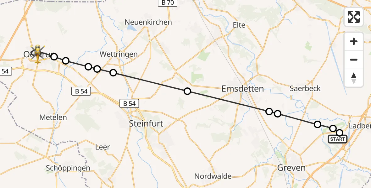 Flugroute Ambulanzhubschrauber Christoph  Westfalen-ADAC - Ochtrup, 06 Februar 2026, 17:42