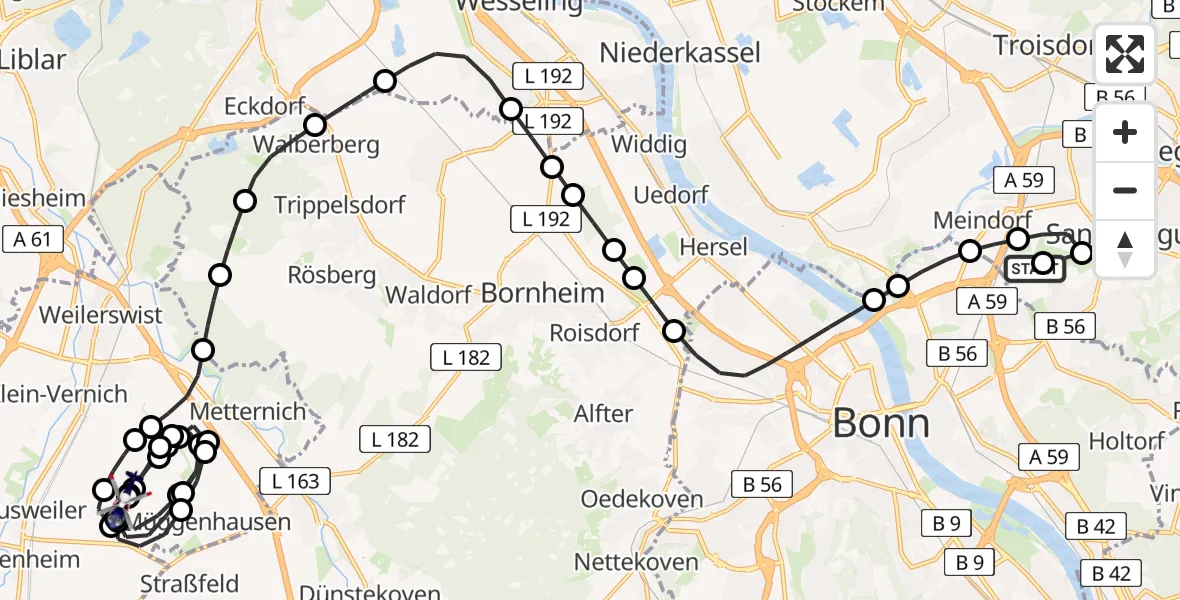 Flugroute Polizeihubschrauber Sankt Augustin - Weilerswist UL, 06 Februar 2026, 18:26
