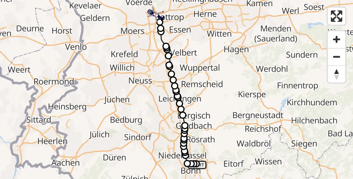 Routekaart van de vlucht: Polizeihubschrauber nach Oberhausen, A 3