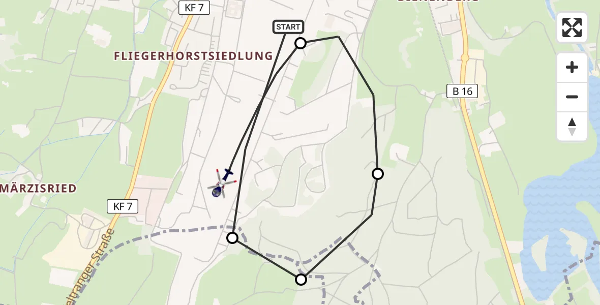 Flugroute Polizeihubschrauber Kaufbeuren Air Base - Kaufbeuren, 06 Februar 2026, 20:28