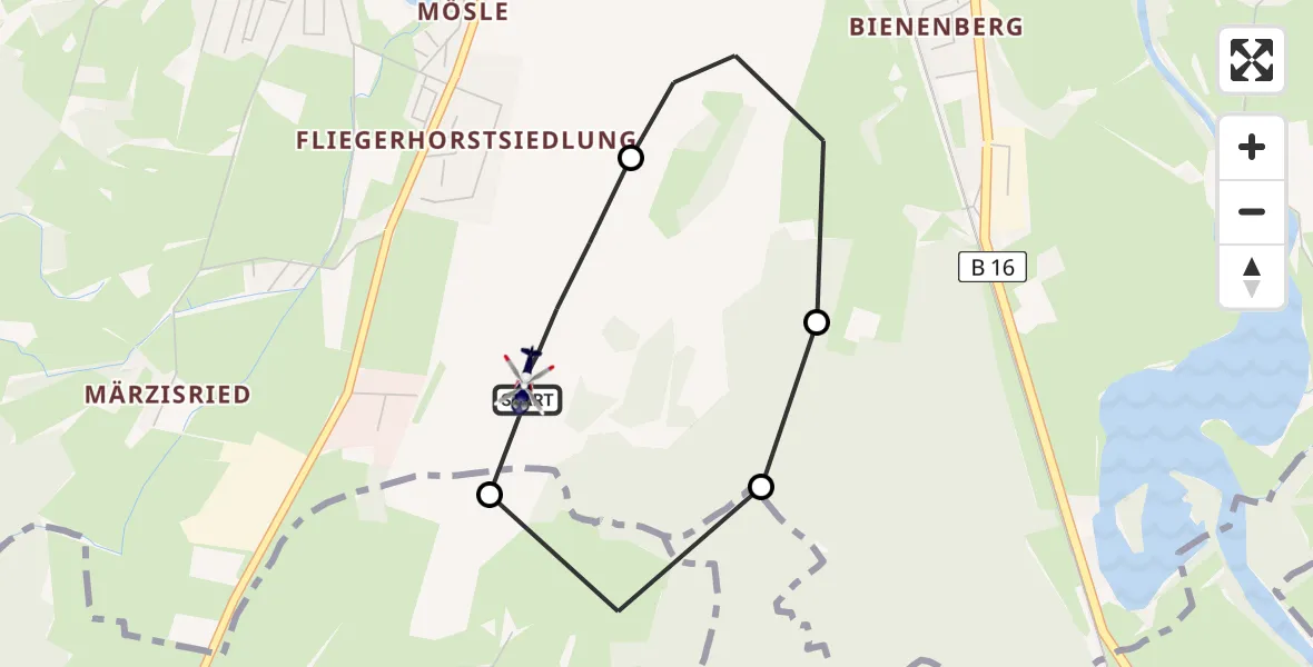 Flugroute Polizeihubschrauber Kaufbeuren - Kaufbeuren, 06 Februar 2026, 20:46