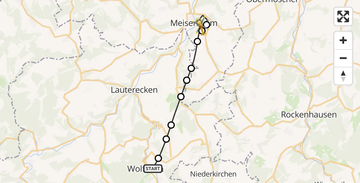 Flugroute Rettungshubschrauber Wolfstein - Meisenheim, 07 Februar 2026, 08:26