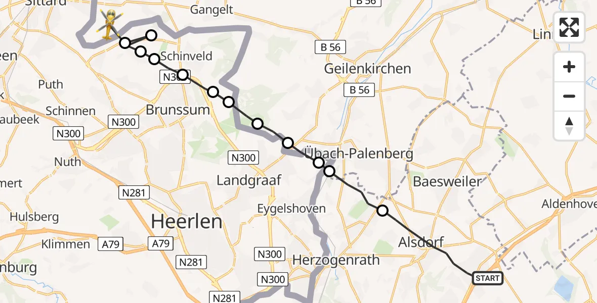 Routekaart van de vlucht: Rettungshubschrauber nach Hillensberg, Hillensberger Hof
