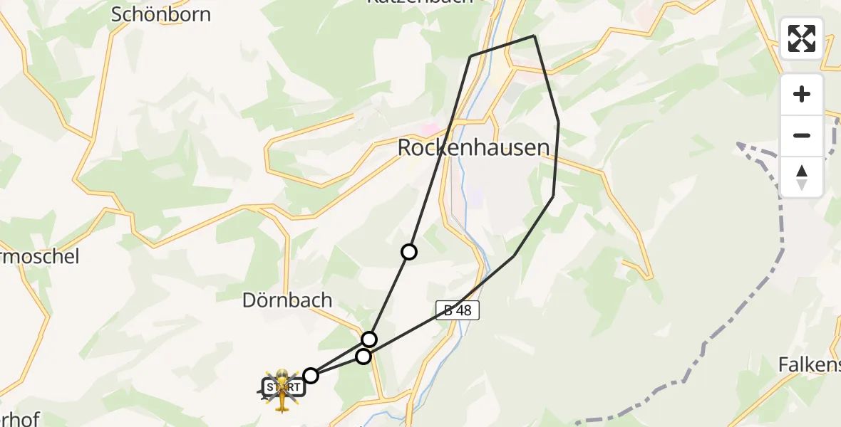 Flugroute Rettungshubschrauber Imsweiler UL - Imsweiler UL, 07 Februar 2026, 09:44