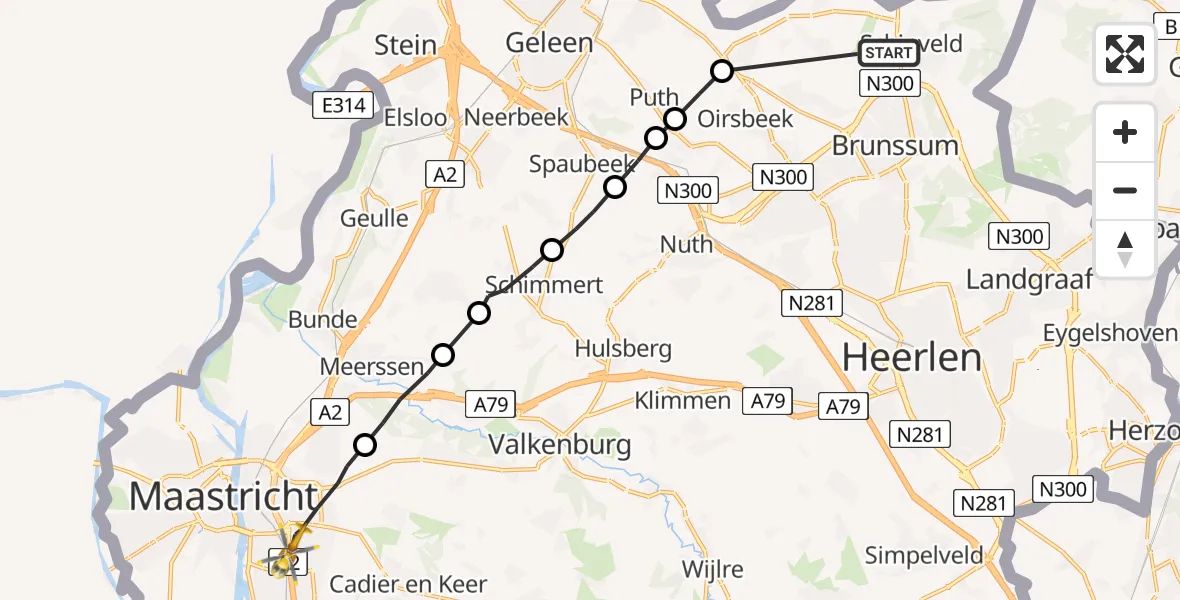 Flugroute Rettungshubschrauber Schinveld - Maastricht, 07 Februar 2026, 10:43