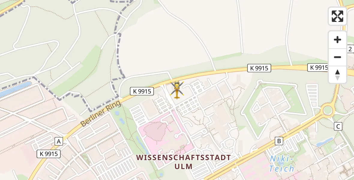 Flugroute Rettungshubschrauber ADAC Air Rescue Station Ulm (Christoph 22) - ADAC Air Rescue Station Ulm (Christoph 22), 07 Februar 2026, 12:17