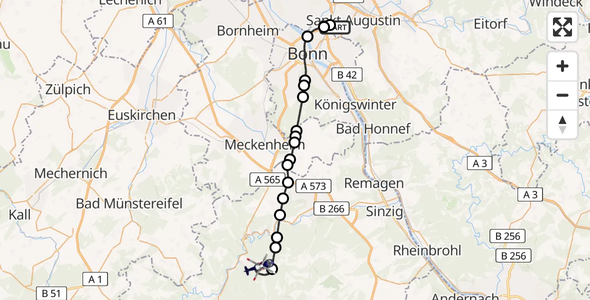 Routekaart van de vlucht: Polizeihubschrauber nach Kesseling, L 85