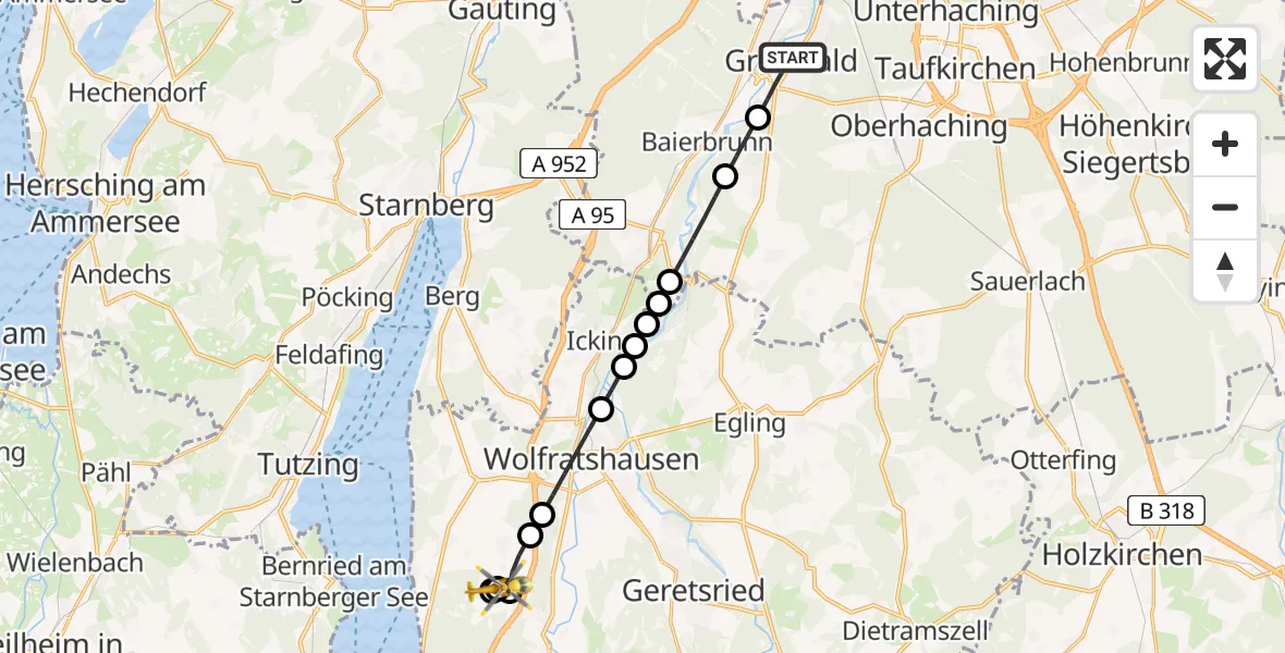 Routekaart van de vlucht: Rettungshubschrauber nach Berg, Höhenweg