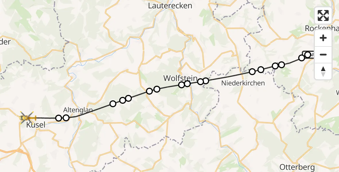 Flugroute Rettungshubschrauber Imsweiler UL - Kusel, 07 Februar 2026, 13:52