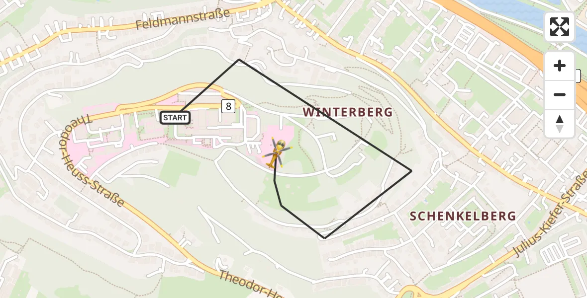 Flugroute Rettungshubschrauber Saarbrücken - Saarbrücken, 07 Februar 2026, 14:50