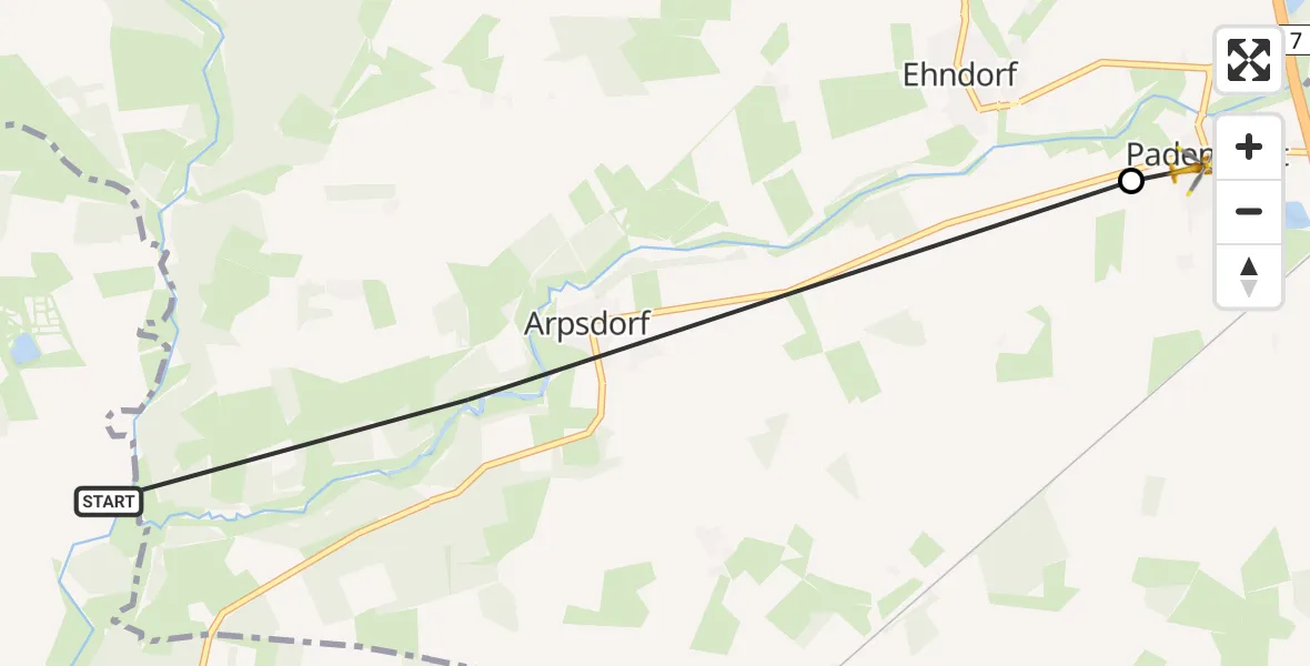 Routekaart van de vlucht: Rettungshubschrauber nach Padenstedt, Poststraße