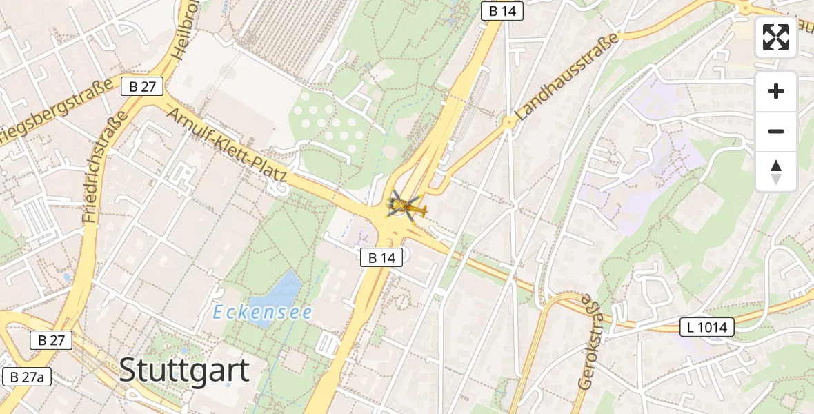Flugroute Rettungshubschrauber Stuttgart - Stuttgart, 07 Februar 2026, 20:24