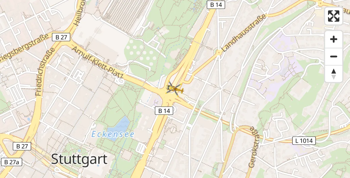Routekaart van de vlucht: Rettungshubschrauber nach Stuttgart, B 14