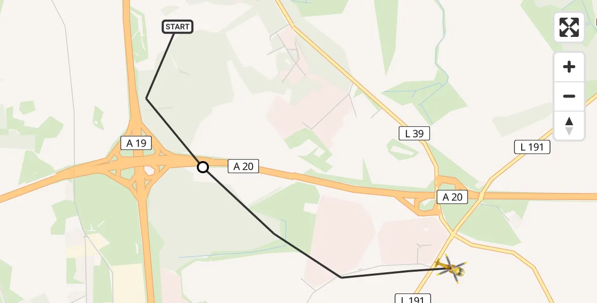 Flugroute Ambulanzhubschrauber Hohen Schwarfs - Dummerstorf, 08 Februar 2026, 07:47