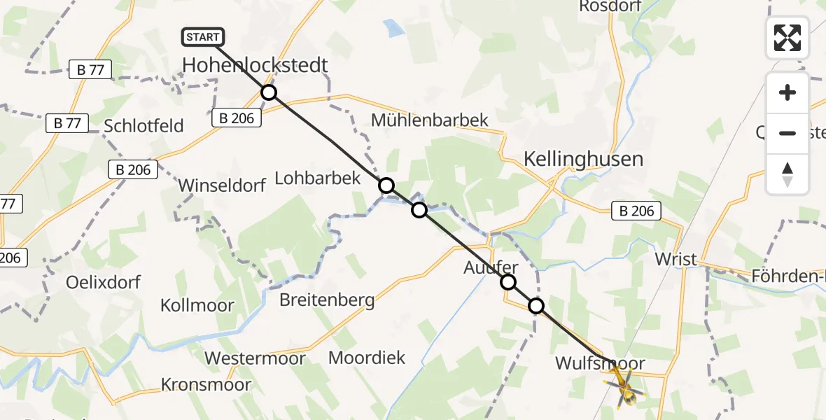 Routekaart van de vlucht: Rettungshubschrauber nach Wulfsmoor, Amselweg