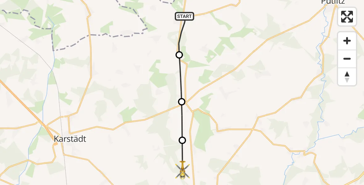 Routekaart van de vlucht: Rettungshubschrauber nach Groß Pankow (Prignitz)