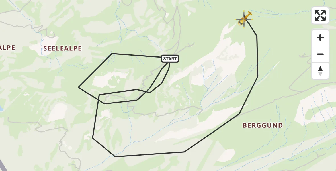 Flugroute Rettungshubschrauber Oberstaufen - Oberstaufen, 08 Februar 2026, 09:19
