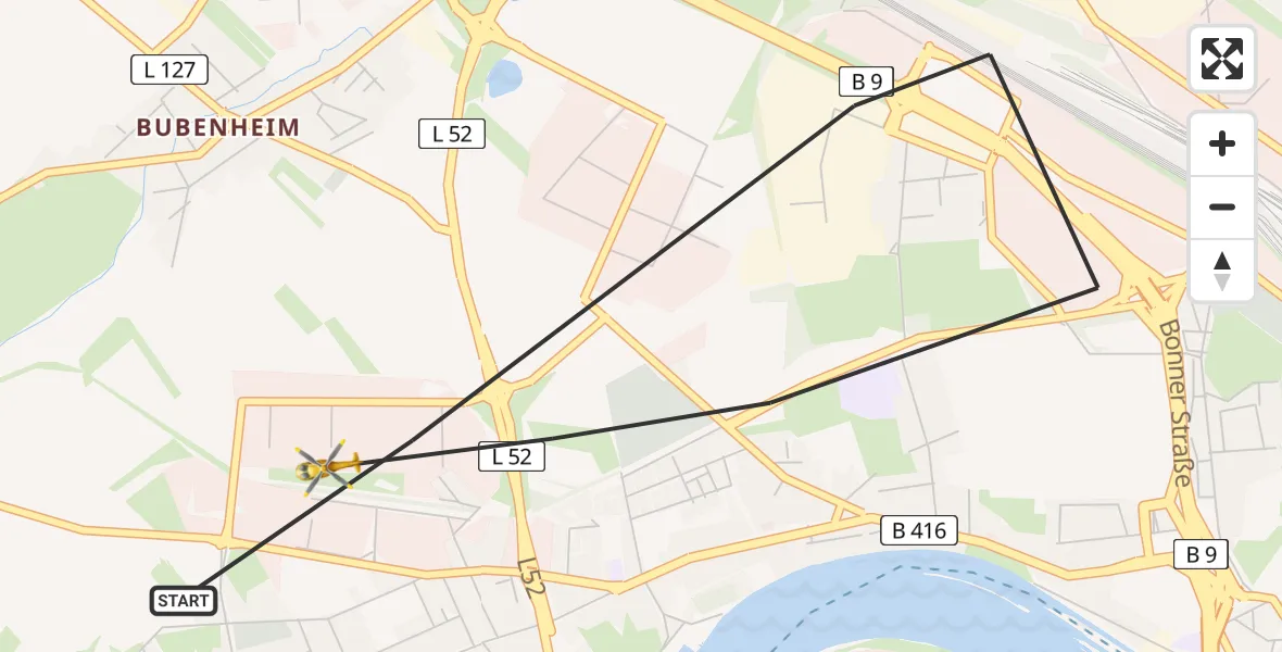 Routekaart van de vlucht: Rettungshubschrauber nach Koblenz, Im Metternicher Feld