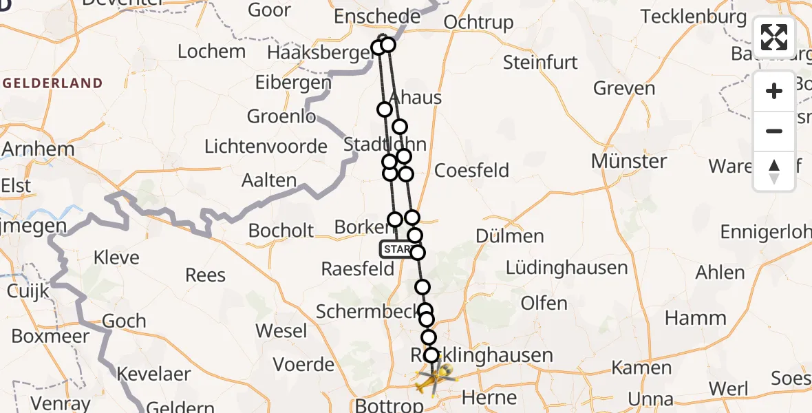Flugroute Ambulanzhubschrauber Heiden - Gelsenkirchen-Nord, 08 Februar 2026, 11:36
