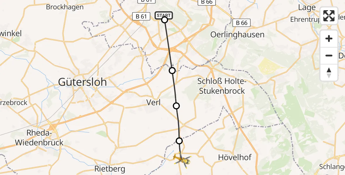 Routekaart van de vlucht: Rettungshubschrauber nach Steinhorst, Steinhorster Straße