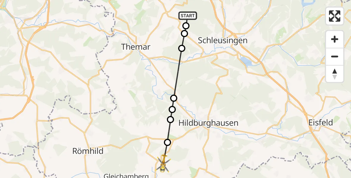 Flugroute Rettungshubschrauber Altendambach - Bedheim, 08 Februar 2026, 12:23