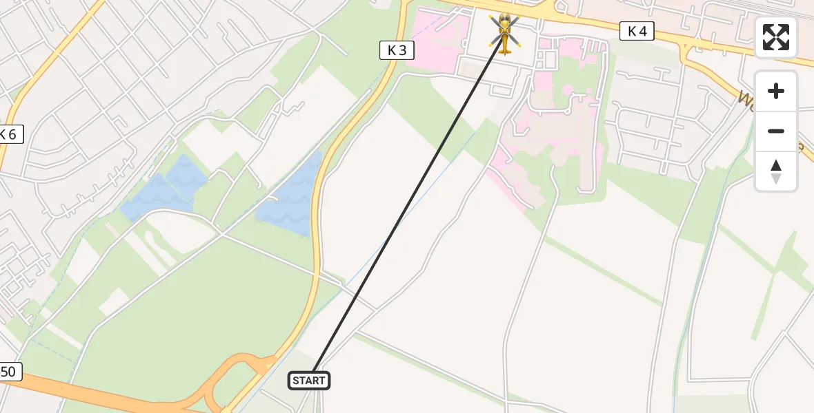 Flugroute Rettungshubschrauber Ludwigshafen am Rhein - Ludwigshafen Accident Hospital Heliport, 08 Februar 2026, 14:05