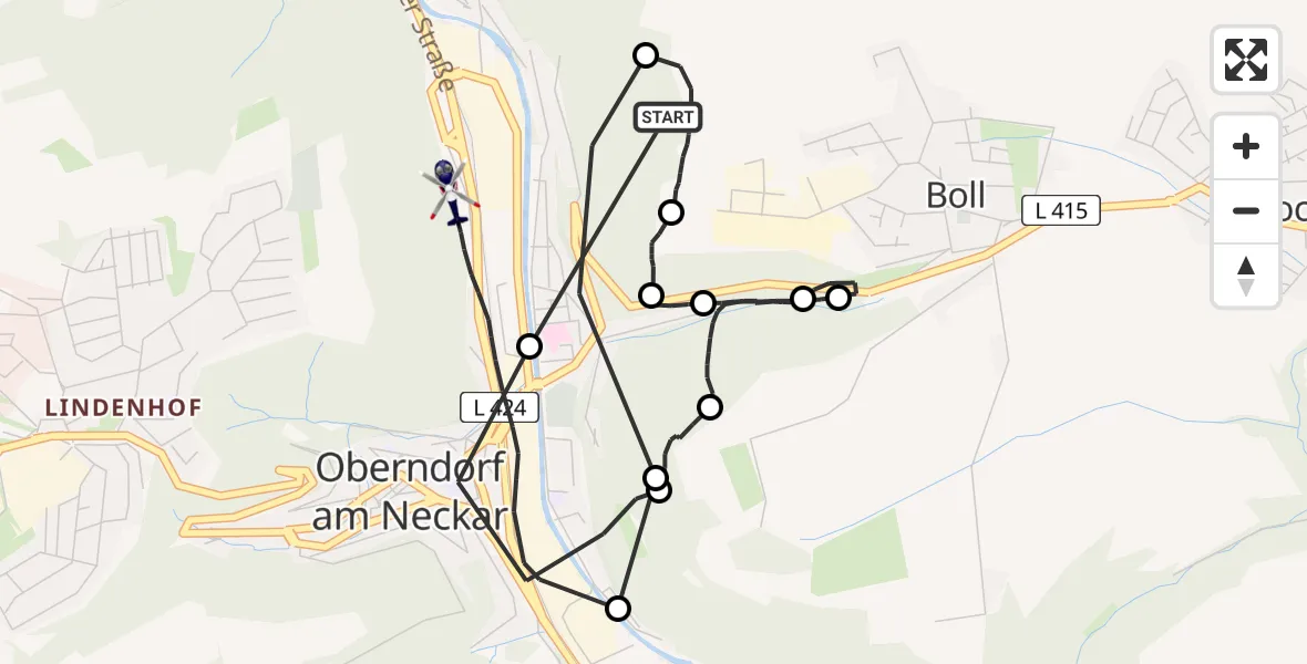 Flugroute Polizeihubschrauber Boll - Oberndorf am Neckar, 08 Februar 2026, 14:08