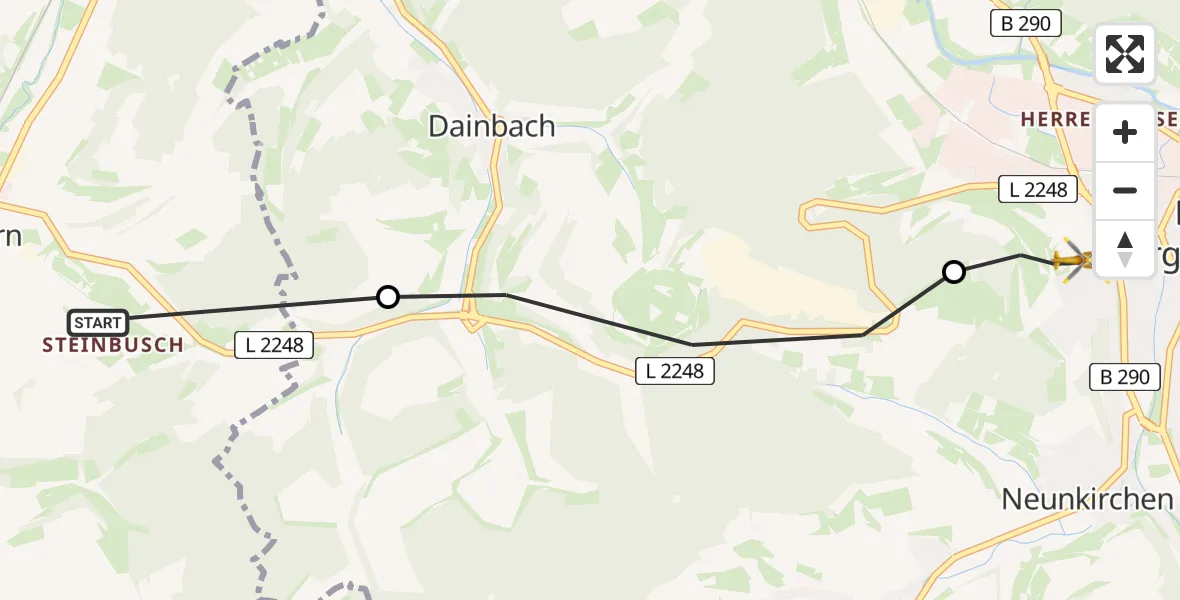 Flugroute Rettungshubschrauber Schweigern - Bad Mergentheim, 08 Februar 2026, 14:18