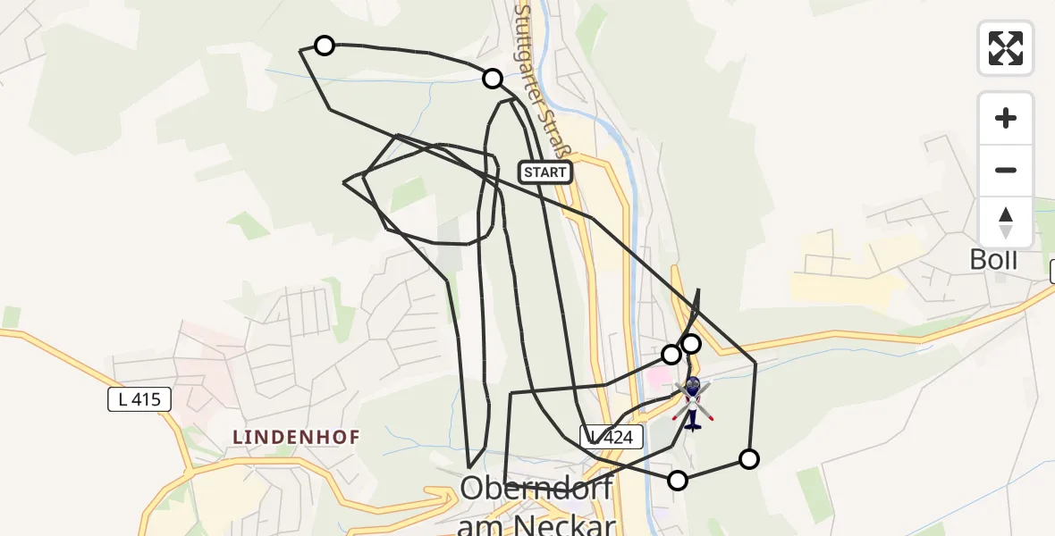 Flugroute Polizeihubschrauber Oberndorf am Neckar - Oberndorf am Neckar, 08 Februar 2026, 14:34