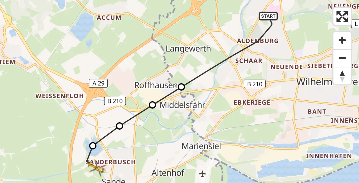 Routekaart van de vlucht: Rettungshubschrauber nach Sande, Am Gut Sanderbusch