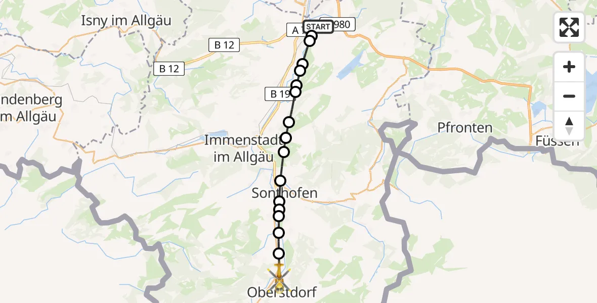 Flugroute Rettungshubschrauber Graben - Rubi, 08 Februar 2026, 14:42