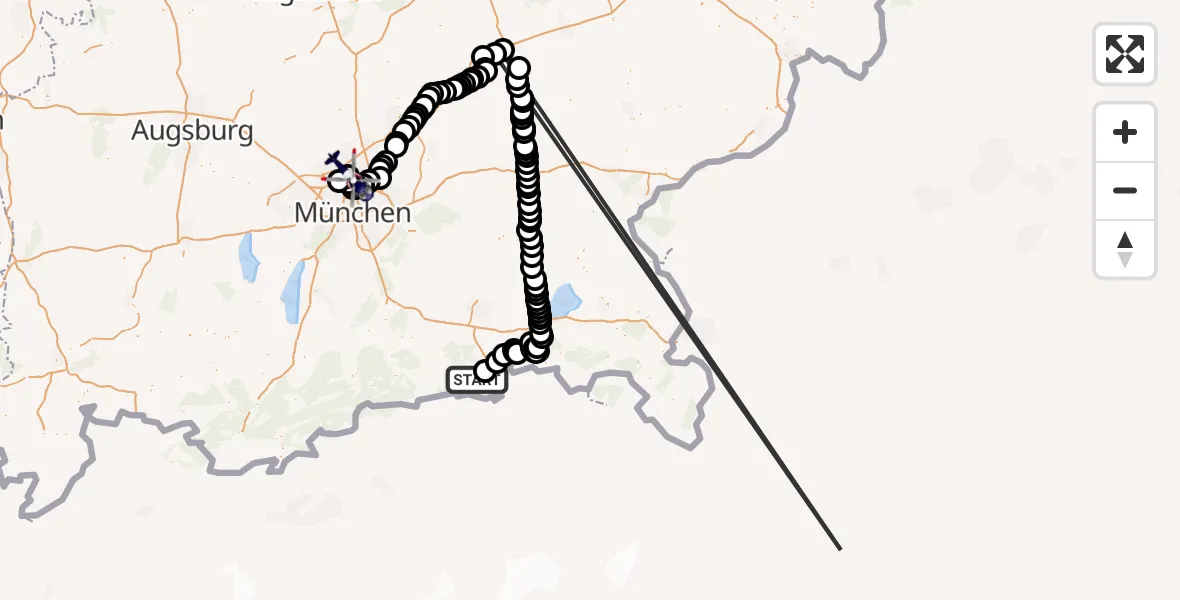Flugroute Polizeihubschrauber Oberaudorf - Oberschleissheim Heliport, 08 Februar 2026, 14:55