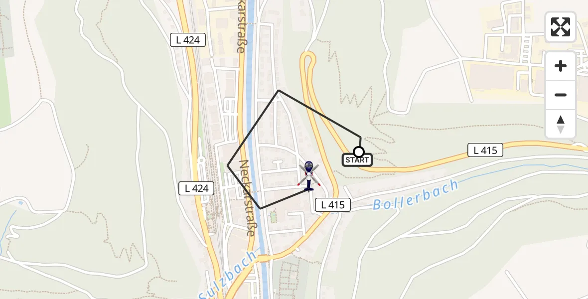 Flugroute Polizeihubschrauber Boll - Oberndorf am Neckar, 08 Februar 2026, 15:08