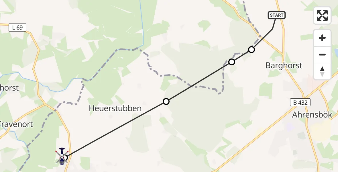 Flugroute Polizeihubschrauber Christoph 12 Luftrettungszentrum - Gnissau, 08 Februar 2026, 15:10