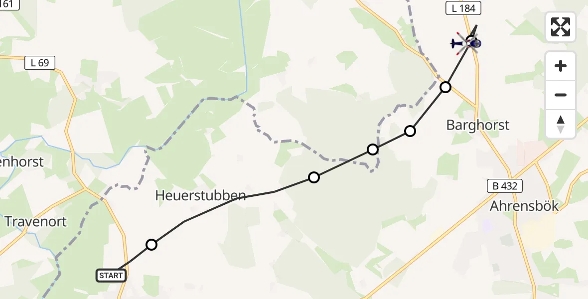 Flugroute Polizeihubschrauber Gnissau - Christoph 12 Luftrettungszentrum, 08 Februar 2026, 15:35