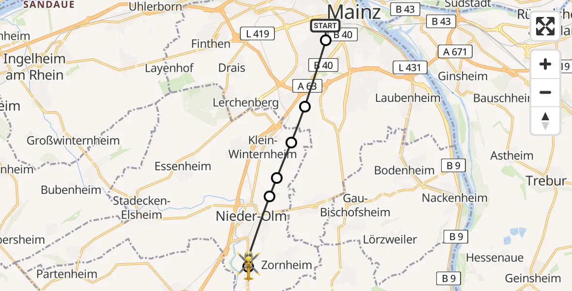 Routekaart van de vlucht: Rettungshubschrauber nach Sörgenloch, An der Residenz