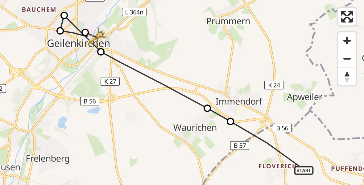 Routekaart van de vlucht: Rettungshubschrauber nach Süggerath, Nikolaus-Becker-Straße
