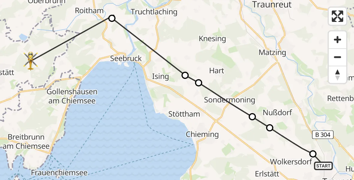 Routekaart van de vlucht: Rettungshubschrauber nach Eggstätt, Forststraße