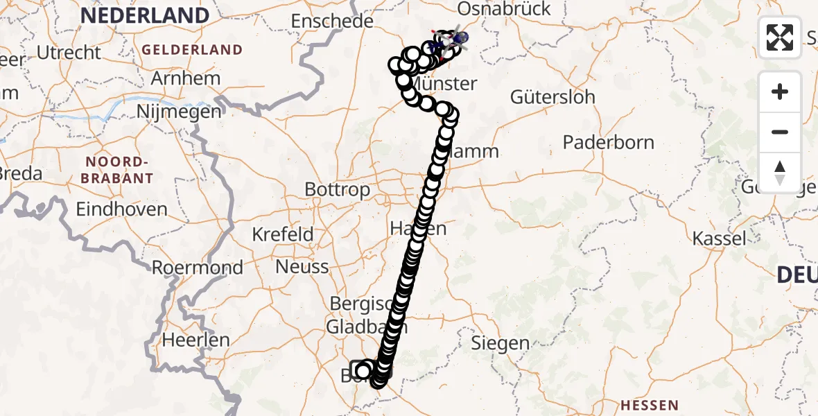 Flugroute Polizeihubschrauber Sankt Augustin - Münster Osnabrück Airport, 09 Februar 2026, 08:11