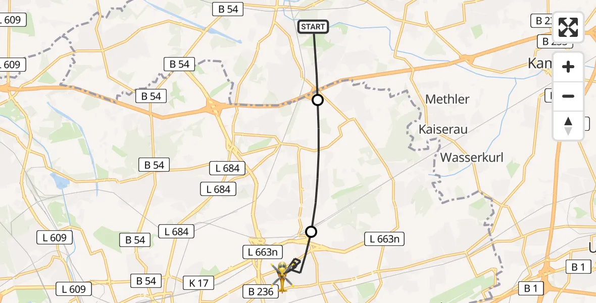 Flugroute Rettungshubschrauber Lünen - Brackel, 09 Februar 2026, 08:47