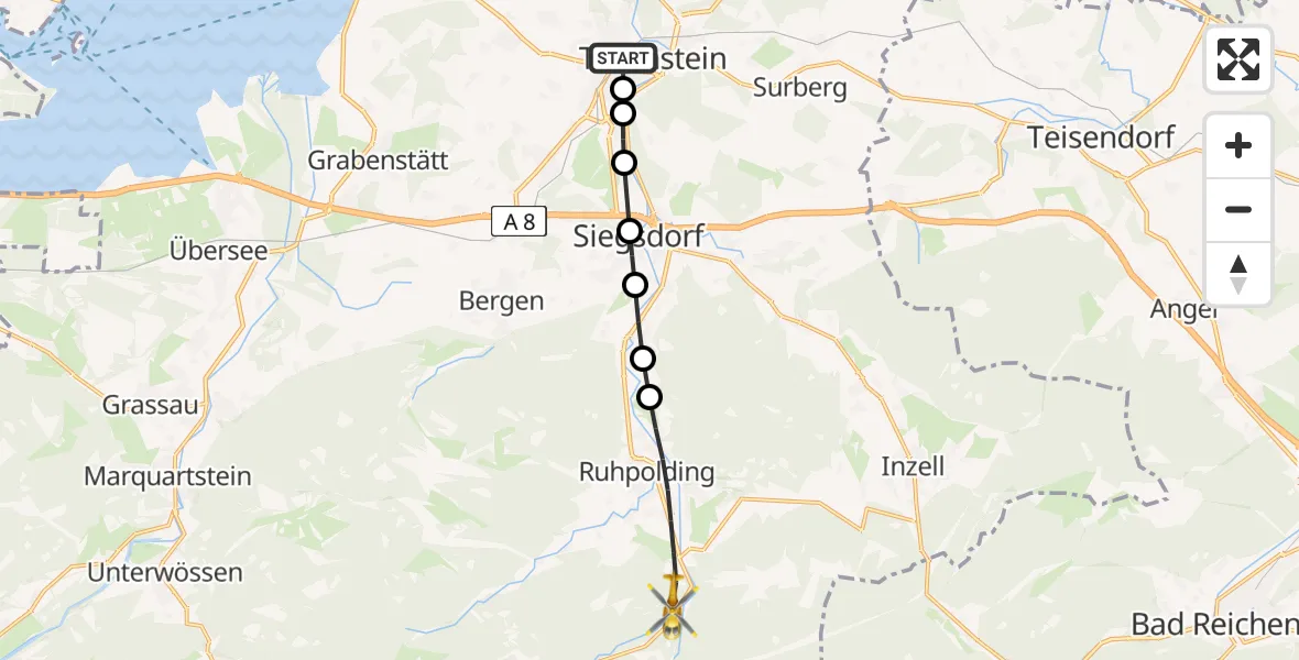 Routekaart van de vlucht: Rettungshubschrauber nach Ruhpolding