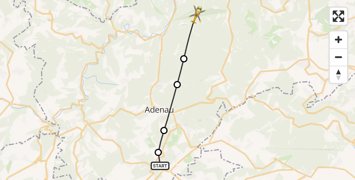 Flugroute Ambulanzhubschrauber Nürburg - Dümpelfeld, 09 Februar 2026, 09:18