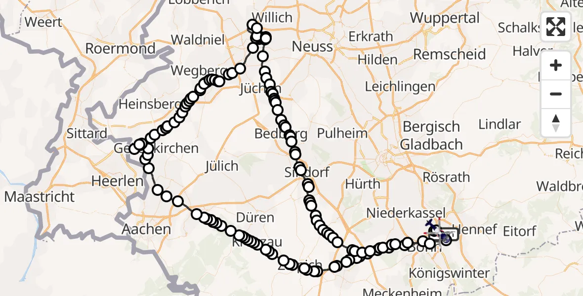 Flugroute Polizeihubschrauber Sankt Augustin - Meindorf, 09 Februar 2026, 10:23